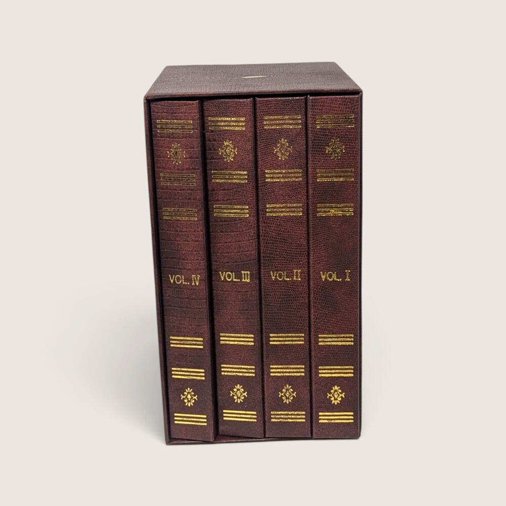Vintage Photo Book Case Slipcase Set 4 Volumes Faux Leather Library Photo Album